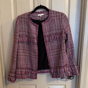 Pleione Pink Plaid Women's Blazer